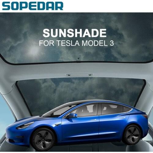 SOPEDAR Car Sunroof Sunshade For Tesla Model 3 Original Front Rear Skylight Windshield Glass Roof Shading Net Auto Accessories