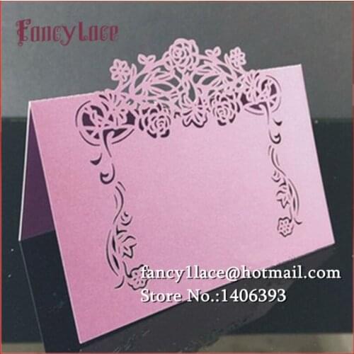 Wedding Card 50PCS Rose Flower Guest Name Place Cards Birthday Party Table Centerpieces Decoration Festive Events Supplies