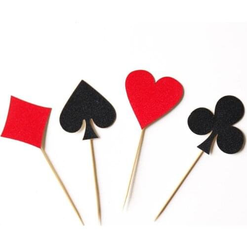 Casino Night cupcake topper, Poker Party, Alice in Wonderland Playing Card Suits,black and red party