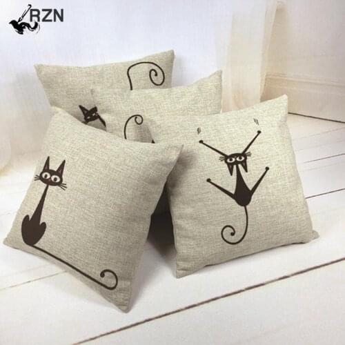Universal Fashion Popular Black Cat Square Pillowcase Animals Cotton Sofa Cushion Cover Home Car Decorative Throw Pillows case