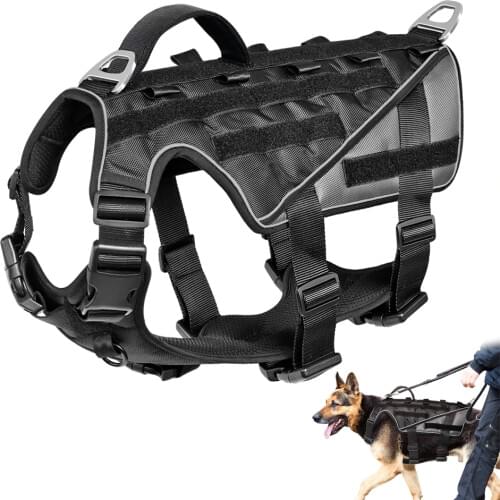 Military Tactical Dog Harness Nylon Reflective Working Dog Harness Adjustable Training For Medium Large Dogs German Shepherd
