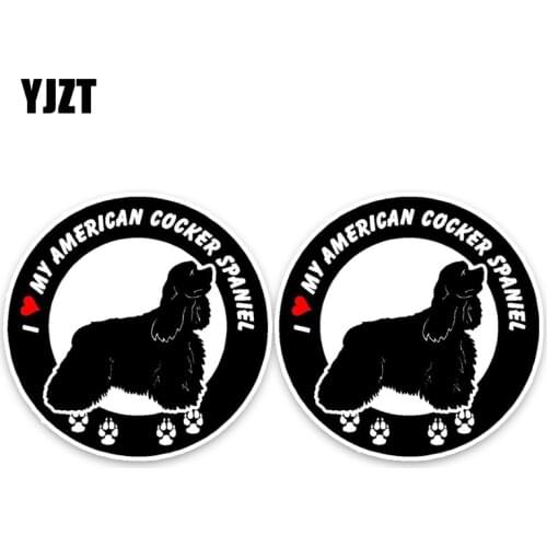 YJZT 13*13CM 2X I Love My American Cocker Spaniel Dog Creative Fashion PVC Material Car Sticker C1-4620
