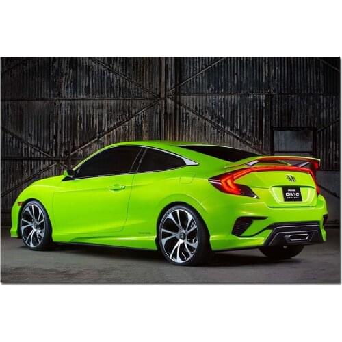 Green Civic Cars Picture Canvas Posters Wall Art Modern Painting for Home Room Decor
