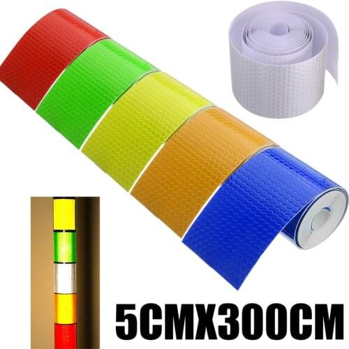 1Roll 5cmx3m Bicycle Reflective Safety Warning Conspicuity Tape Self Adhesive Reflective Film Sticker Light Bar