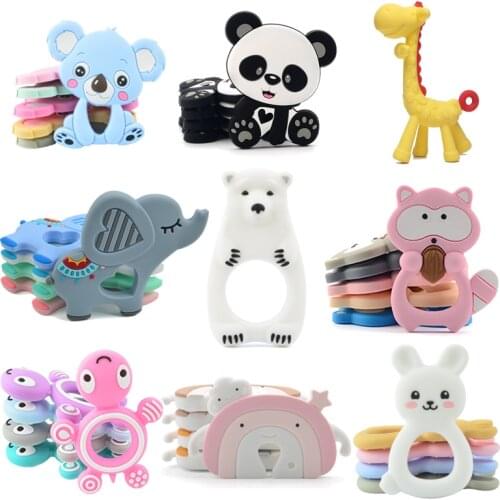 LOFCA 1pc Silicone Teether Cartoon Animal Baby Teething Toy Koala Teething Necklace Food Grade Infant Chewable Toys