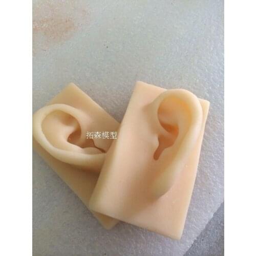 2 pcs ear model life size silicone ear acupuncture practice model simulation model of the ear right and left