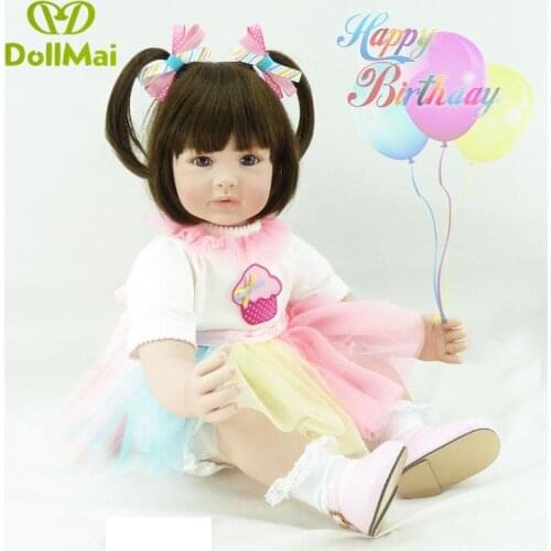 24"60cm Silicone vinyl Reborn Baby Doll Toy gift realistic toddler time doll adorable Princess bebes reborn bonecas