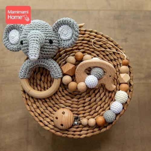 3pc/set Baby Wooden Teether Crochet Music Rattle Toy Teething Bracelet Pacifier Chain Play Gym Stroller Toy Childrens Goods Gift