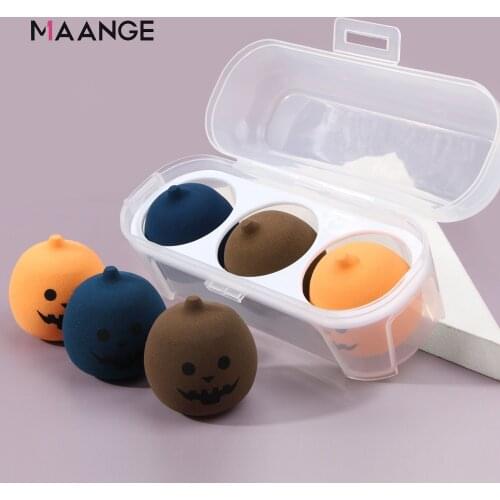 MAANGE 3 Pcs Halloween Pumpkin Beauty Blender Cosmetics Puff Foundation Cream Powder Blush Make Up Accessories Tools Beauty Egg