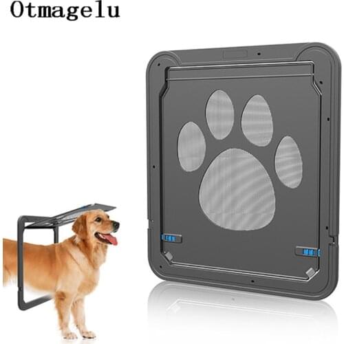4-Way Lockable Plastic Pet Big Dog Cat Door for Screen Window Safety Flap Gates Pet Tunnel Dog Fence Free Access Door for Home