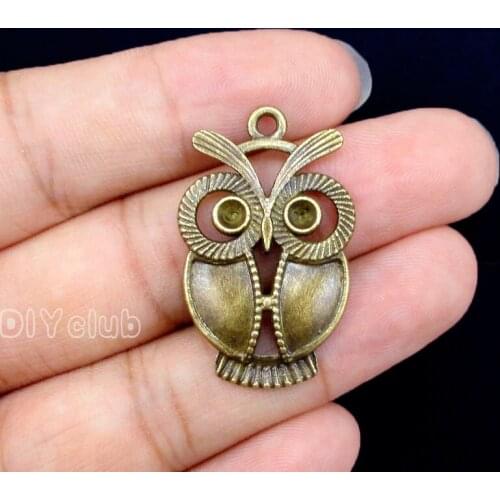 40pcs-Antique Bronze Owl Charms Pendant 34x21mm