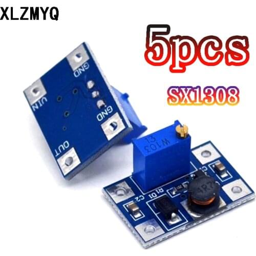 5PCS SX 1308 DC-DC 2-24V to 2-28V Step Up Adjustable Power Module Step Up Boost Converter Large current 2A SX1308