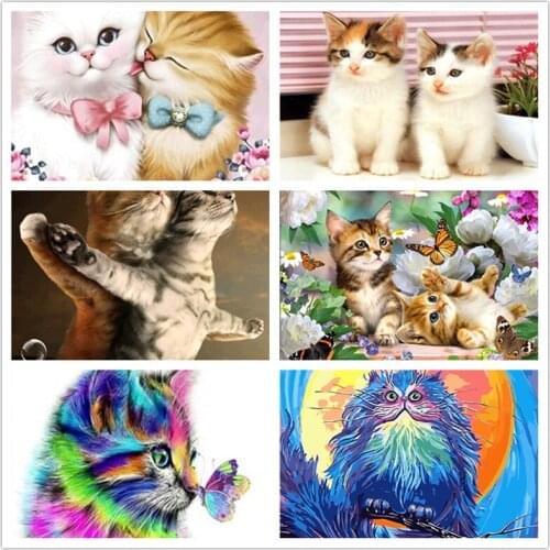 Diamond painting 5D DIY two lovely kitten diamond inlay embroidery cross stitch Mosaic home decoration