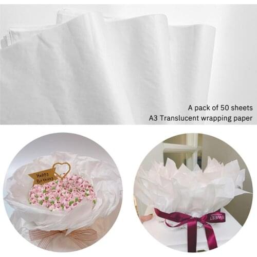 50 Pcs A3 White Gift Wrapping Paper Translucent For Product Packaging Wrap For Artware Package Moisture-Proof Wrapping Paper