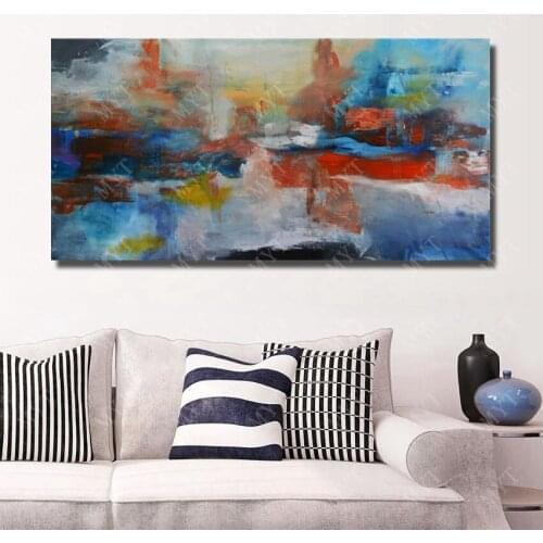Free delivery knife painting, large hand-painted abstract color block, oil painting canvas office living room