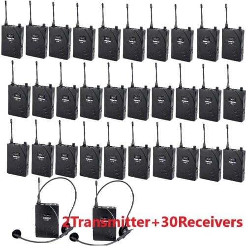 Takstar UHF938/UHF-938 frequency Wireless Tour Guide System 50m Operat Range 2 Transmitter+30 Receivers for Tour guiding