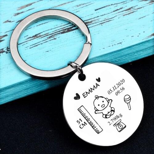 Custom Baby Stats Keychain Baby Announcement Baby Statistics Keyring New Baby Gift for Dad Mom Baby Weight Time Date Keepsake