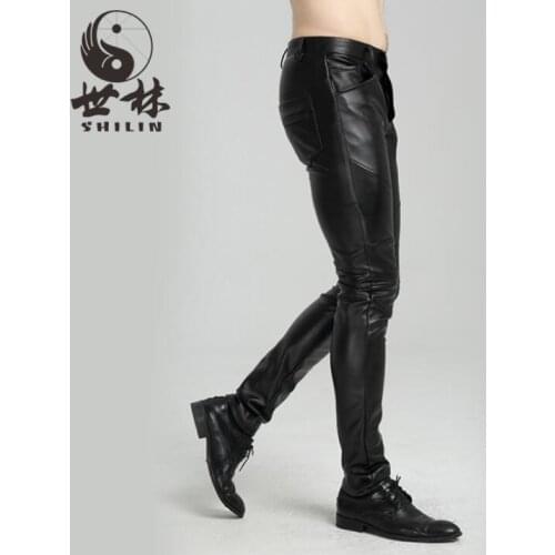 Pantalon de piel hombre faux leather pants mens spring autumn fashion motorcycle pu trousers for men personality pantalon homme
