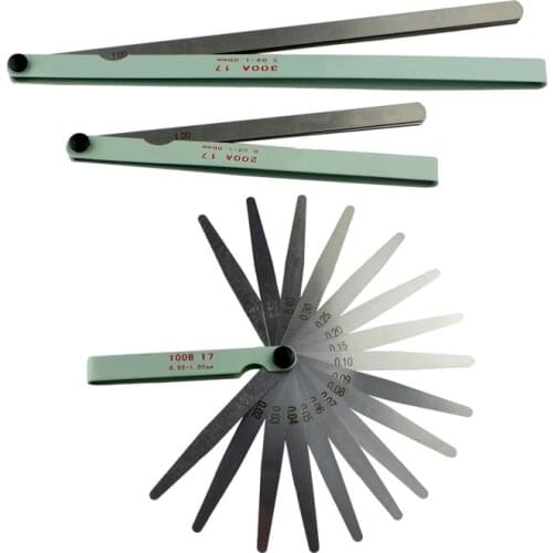 Motorcycle Parts 0.02mm to 1mm 17 Blade Thickness Gap Metric Filler Feeler Gauge Measure Tool 100B 200A 300A