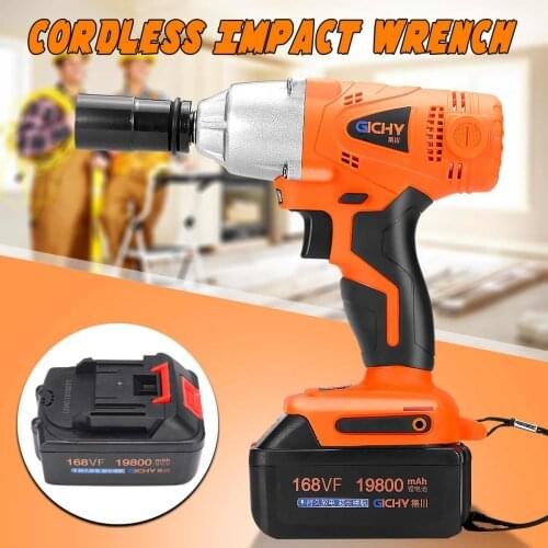 168VF 19800mah 300NM Electric Wrench Impact Socket W/Rechargeable Battery Hand Drill Installation Power Tools