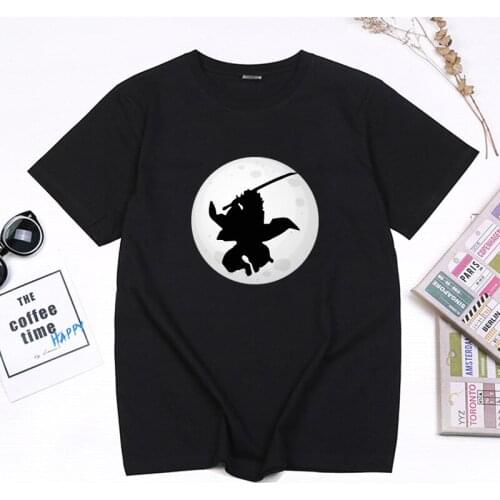 Japan Anime Demon Slayer Tshirt Kamado Tanjirou In The Moon Hold A Knife Printed Graphic Tops Summer Harajuku Clothing Camisetas