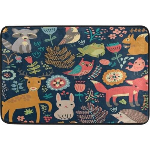 Custom Made Forest Owl Deer Hedgehog Fox Area Carpet Rugs Kitchen Mat Door Rug for Living Room Bedroom