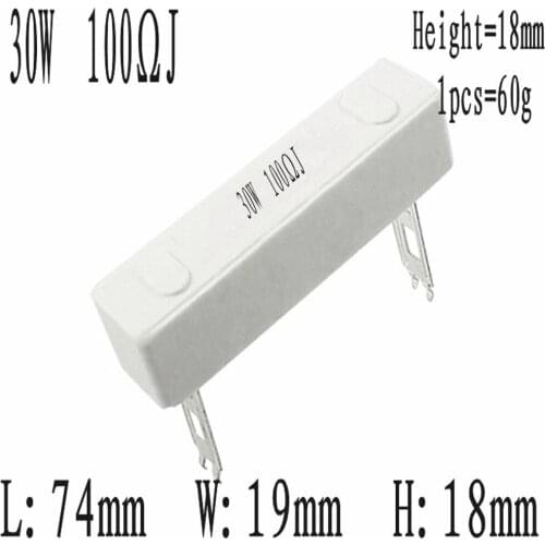 10PCS 30W Ceramic Cement Resistor 0.1R 0.5R 1R 1.5R 2R 2.5R 3R 3.3R 4R 5R 6R 8R 10R 15R 20R 30R 50R 100R 150R 200R 300R 500R 1K