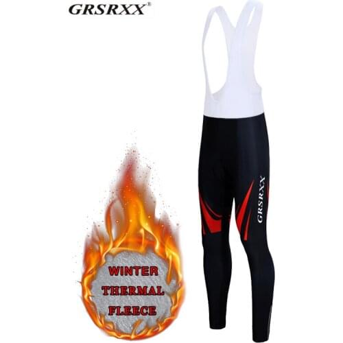 GRSRXX Cycling Bib Pants Keep Warm 2021 Winter Thermal Fleece Bib Tights Bicycle Team Downhill Full Length Cycling Trousers