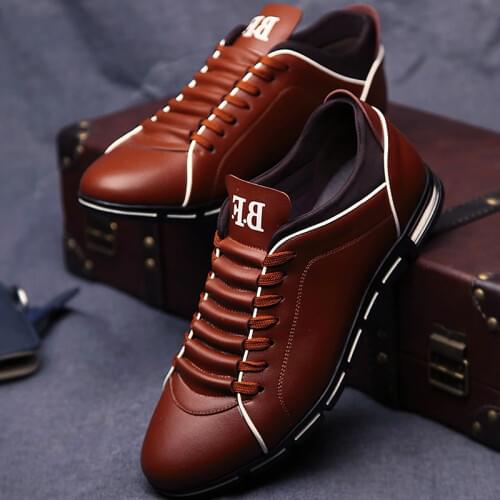PU leather casual shoes men sneakers 2021 new solid lace-up men shoes flat with comfortable mans footwear zapatos de hombre