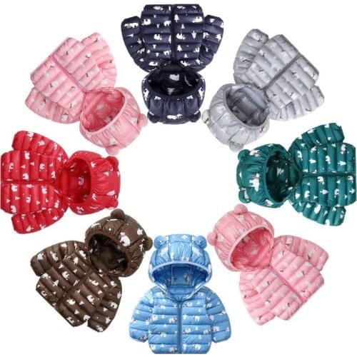 Cute Baby Girls Jacket Kids Boys Light Down Coats With Ear Hoodie Autumn Winter Toddler Cotton Clothes Childrens Clothing