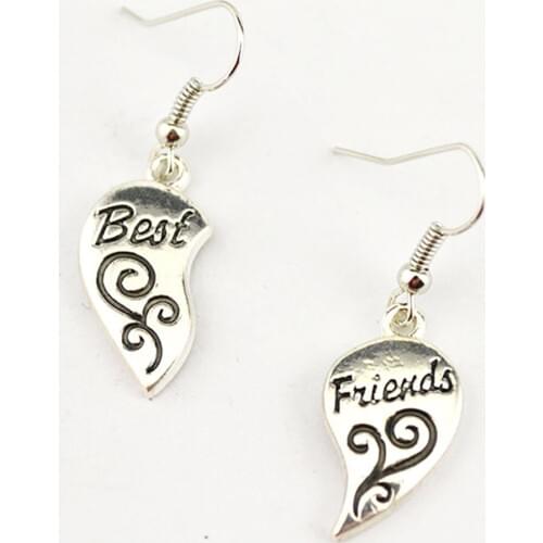 Best Friends Written Earrings For Women Friend Good Gift Choose Heart Shape Fashion Jewelry Zinc Alloy Provide Dropshipping