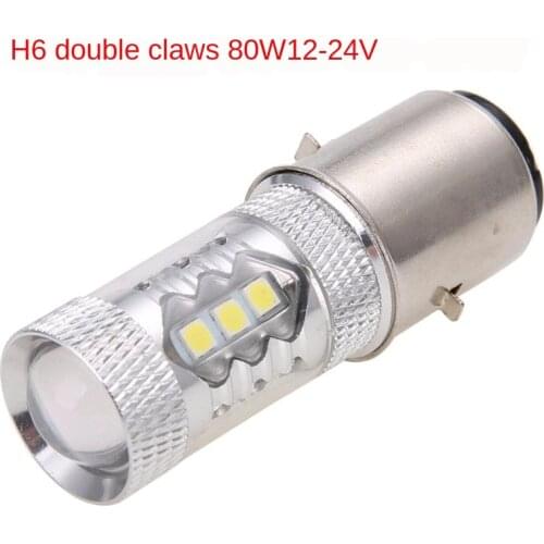 Motorcycle Electric Vehicle H6 BA20d H4 Super Bright LED Headlight Bulb 80W Far and near Light 12v24v Universal