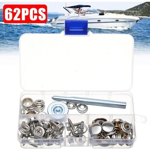 62pcs/set Stainless Steel Snap Fastener Clips Kit Button Hand Tool Press Studs Set Craft Snaps Fixing Tool