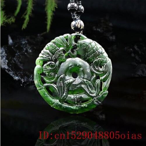 Jade Bat Pendant Necklace Gifts Jewellery Natural Black Green Fish Carved Amulet Fashion Chinese Charm