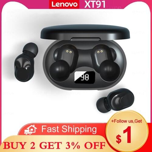 New Lenovo XT91 Headphone Earbuds Gaming Dual Diaphragm wireless headphones Wireless with mic Waterproof Stereo earbuds Original