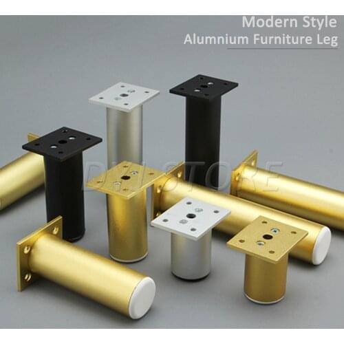 2/4Pcs 80-300mm Modern Style Furniture Feet Legs Adjustable Aluminum Furniture Legs For Sofa TV Stands Cabinet Dresser Beds Gold