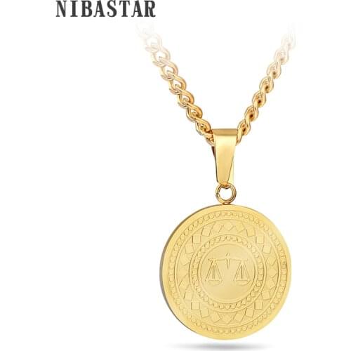 HipHop Men Women Justice Balance Scales Necklaces Pendants Golden Chains Stainless steel Jewelry Gifts