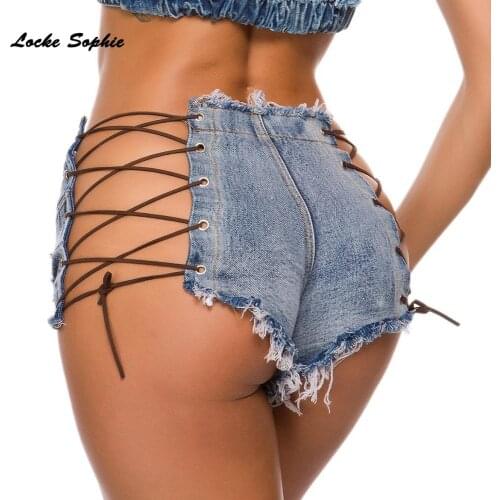 High waist Sexy Womens jeans denim shorts 2021 Summer denim cotton Splicing hole Ladies Skinny Sexy Nightclub super short jeans