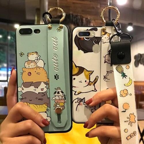 Lanyard Shockproof Phone Case For Oppo A7 / AX7 / A5s / AX5s 6.2-inch Phone Holder TPU Silicone Cover Cute Cartoon Series