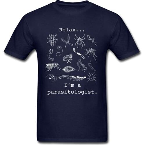 Relax Adult T Shirt Cotton Mens T-shirts Parasitologist Custom Tops Tees Funny Animals Print Blue Clothing Plus Size Shirts