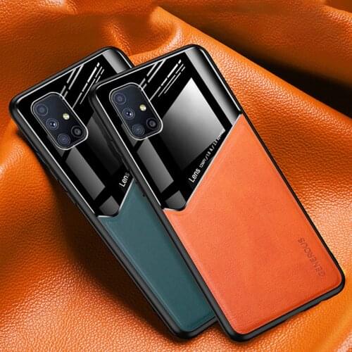 Luxury Leather Phone Case For Samsung Galaxy A12 A42 A52 A72 5G Car Holder Back Cover Case For Samsung M21 M31 M51 M31S M30S