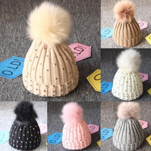Newborn Kids Baby Boys Girls Pom Hat Winter Warm Crochet Knit Bobble Beanie Cap