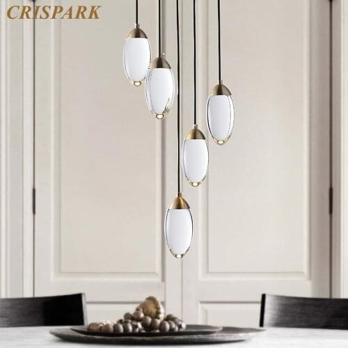 Modern Luxury Glass Ceiling Chandelier LED Copper Pendant Hanging Light Indoor Lighting Home Docorative for Dining Room Bedroom