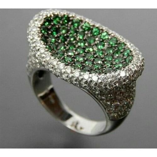 Vintage Birds Nest Shape Ring Micro Pave Green Color Crystal Wedding Rings for Women Fashion Boho Gothic Jewelry Gift Wholesale