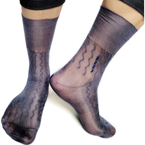High Quality Men Nylon Silk Socks For Leather Shoes Ulta Thin See Through Sexy Gay Fetish Collection Socks Formal Dress Socks