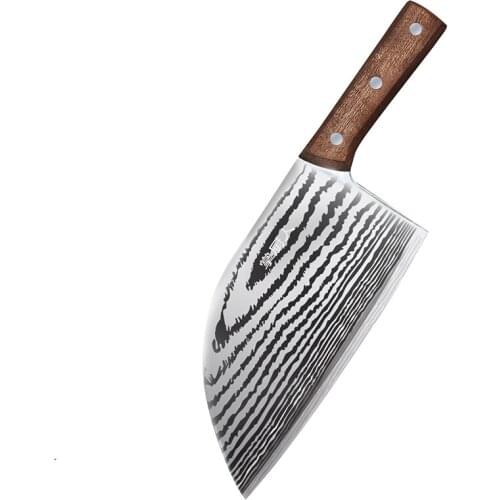 Yangjiang Round Head Patterned Blade Stainless Steel Kitchen Sharp Slicer Cutting Meat Fish Vegetable Knife Chef Special Knives