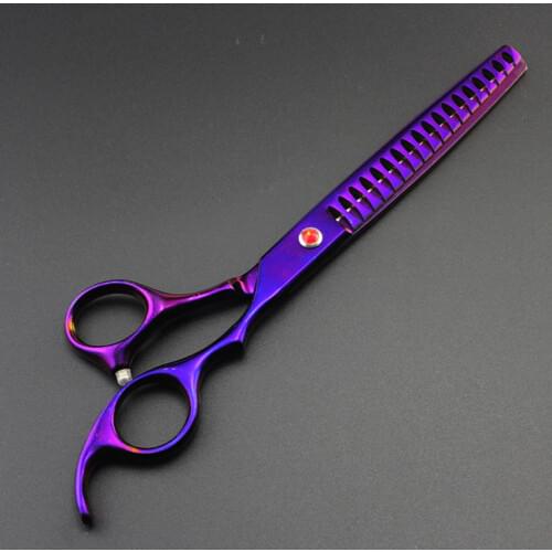 Japan 440c 7" voilet Fishbone Pet hair scissors dog grooming scissor shears Thinning Barber hair clipper Hairdressing Scissors