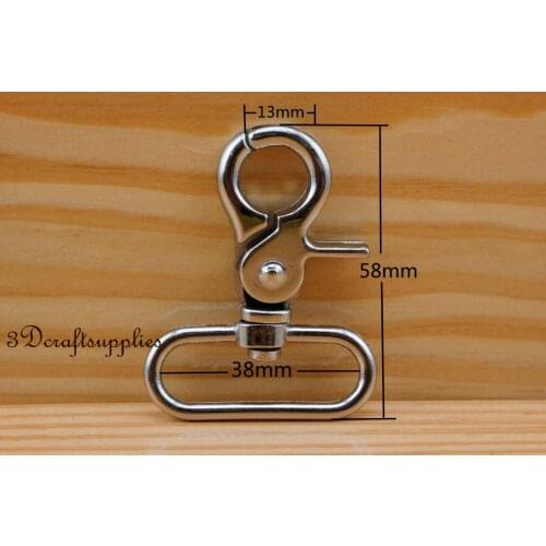 Lobster Clasps Clips Claw purse hooks Swivel snap hook silver 38 mm 6pcs J201