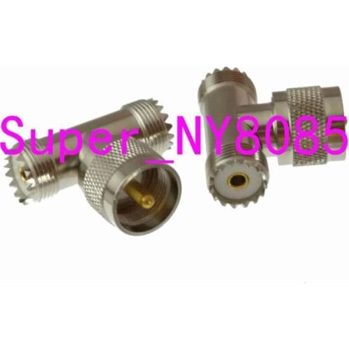 10pcs Adapter converter PL259 UHF male Plug to 2x SO239 UHF female Jack T Splliter RF Connector