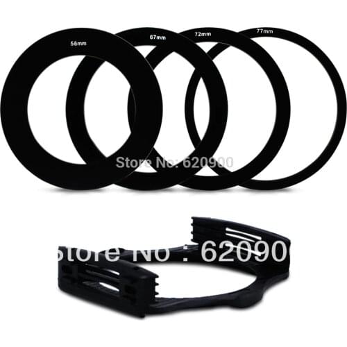 100% GUARANTEE 4 pcs 58 67 72 77MM Adapter Ring + Lens Filter Holder Set for Cokin P Series